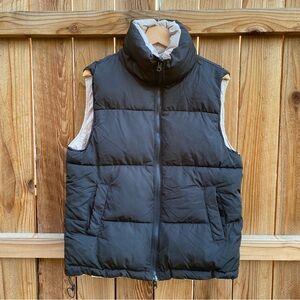 Forever 21 Reversible Black Khaki Puffer Vest